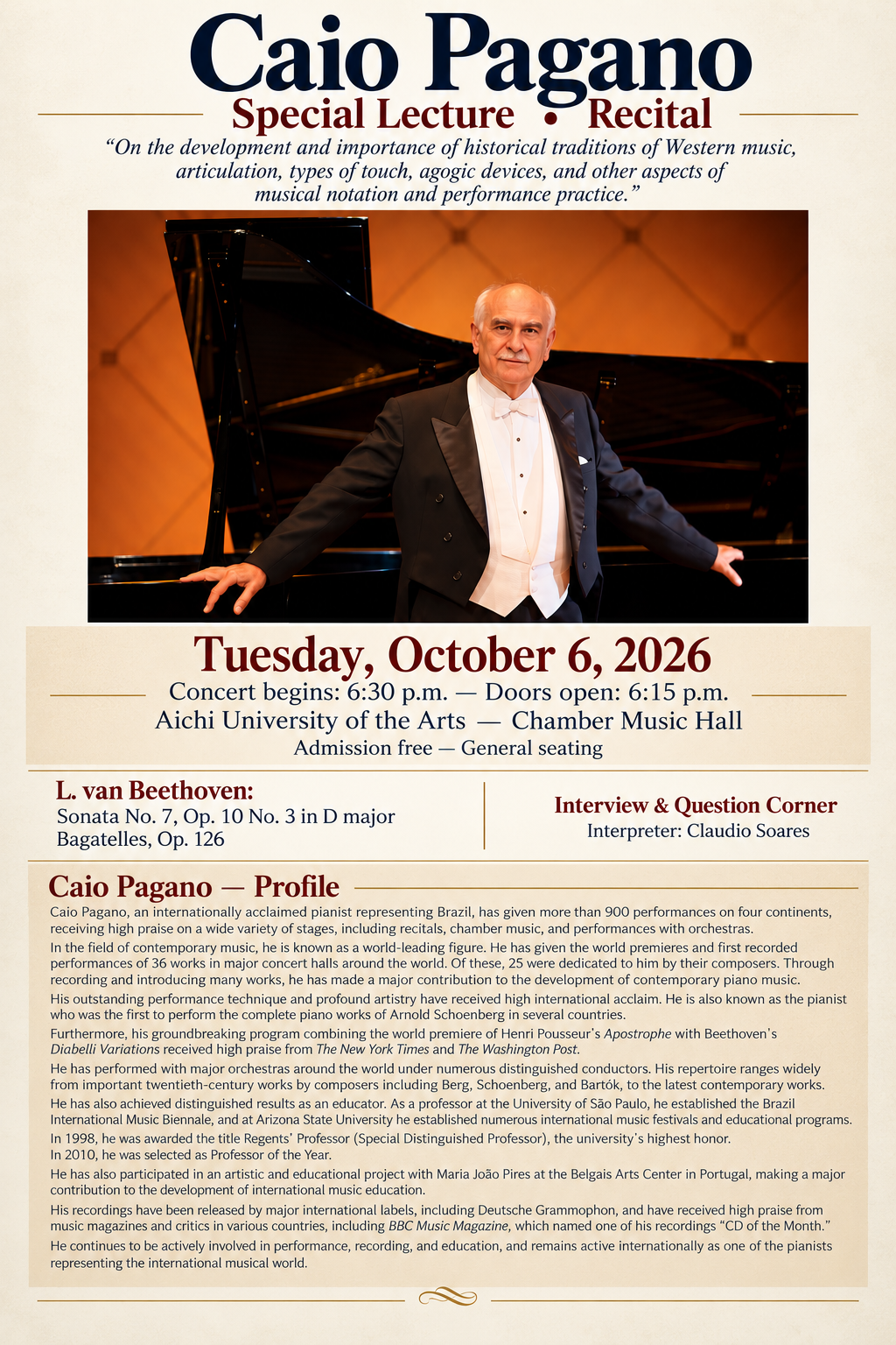 Caio Pagano concert in Nagakute, Japan